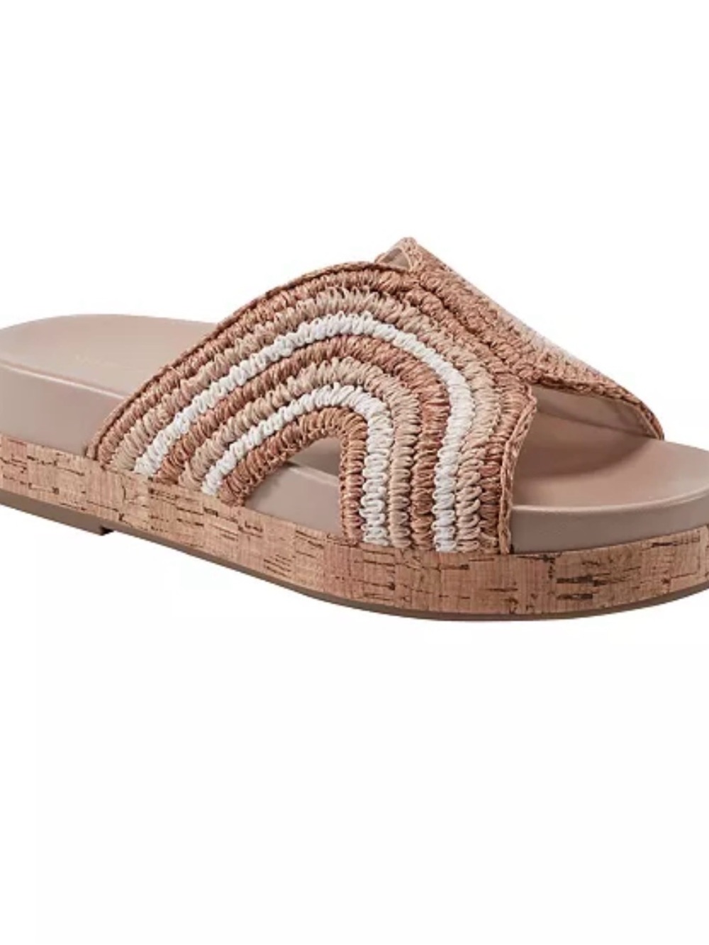 Marc Fisher Woven Slide Mules in Tan and Cream - Picture 7 of 7